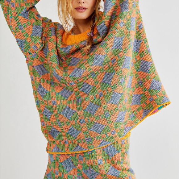 Free People Sweaters - Free People Multicolor Checkered Sweater